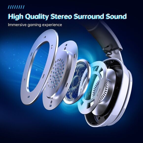 Ecomoment Wireless Gaming Headset for PS5, PS4, PC, Switch, Mac,White - Picture 3 of 7